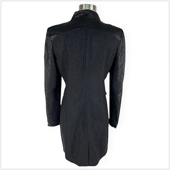 Walter Baker W118 Delia Black Charcoal Coat Faux Leather Wool Combo NWT New M - Picture 3 of 5